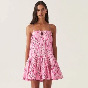 AJE NWT Willow sweetheart mini dress in dappled flame